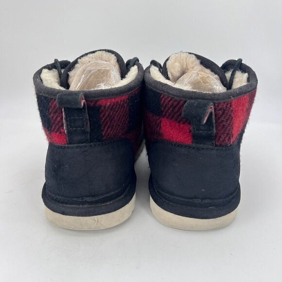 UGG Neumel Men Size 10 Wool Suede Classic Boot Plaid Tartan Red Black 1019683 - Picture 5 of 12